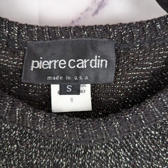 Vintage 90s Metallic Gray Long Sleeve Sweater Glitter Pierre Cardin Size Small - Picture 4 of 5